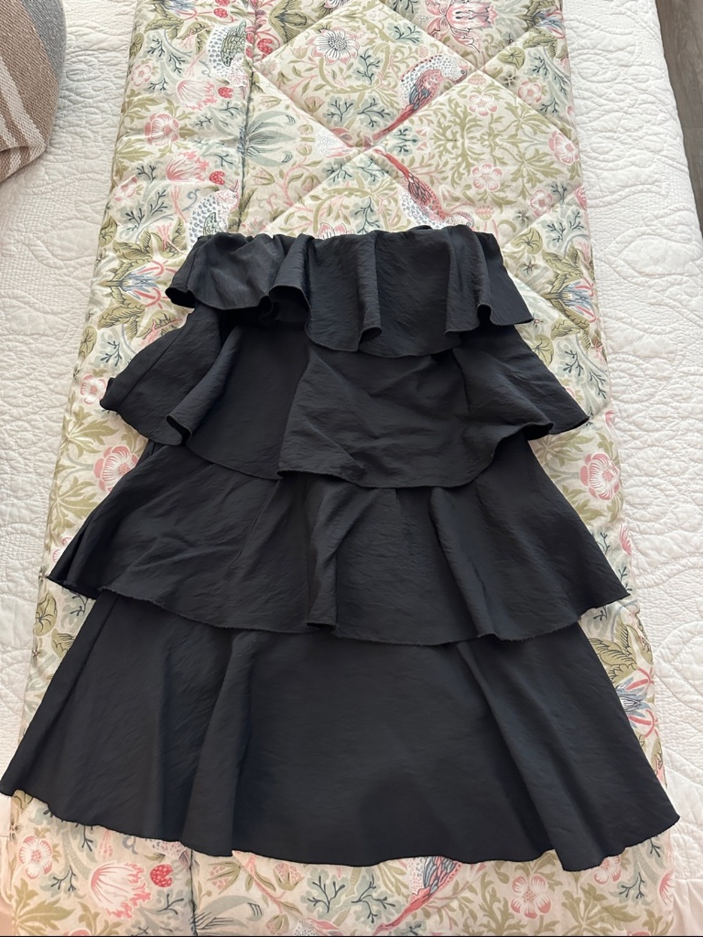 Never Fully Dressed Black Tiered Ruffle Skirt with Back Zip